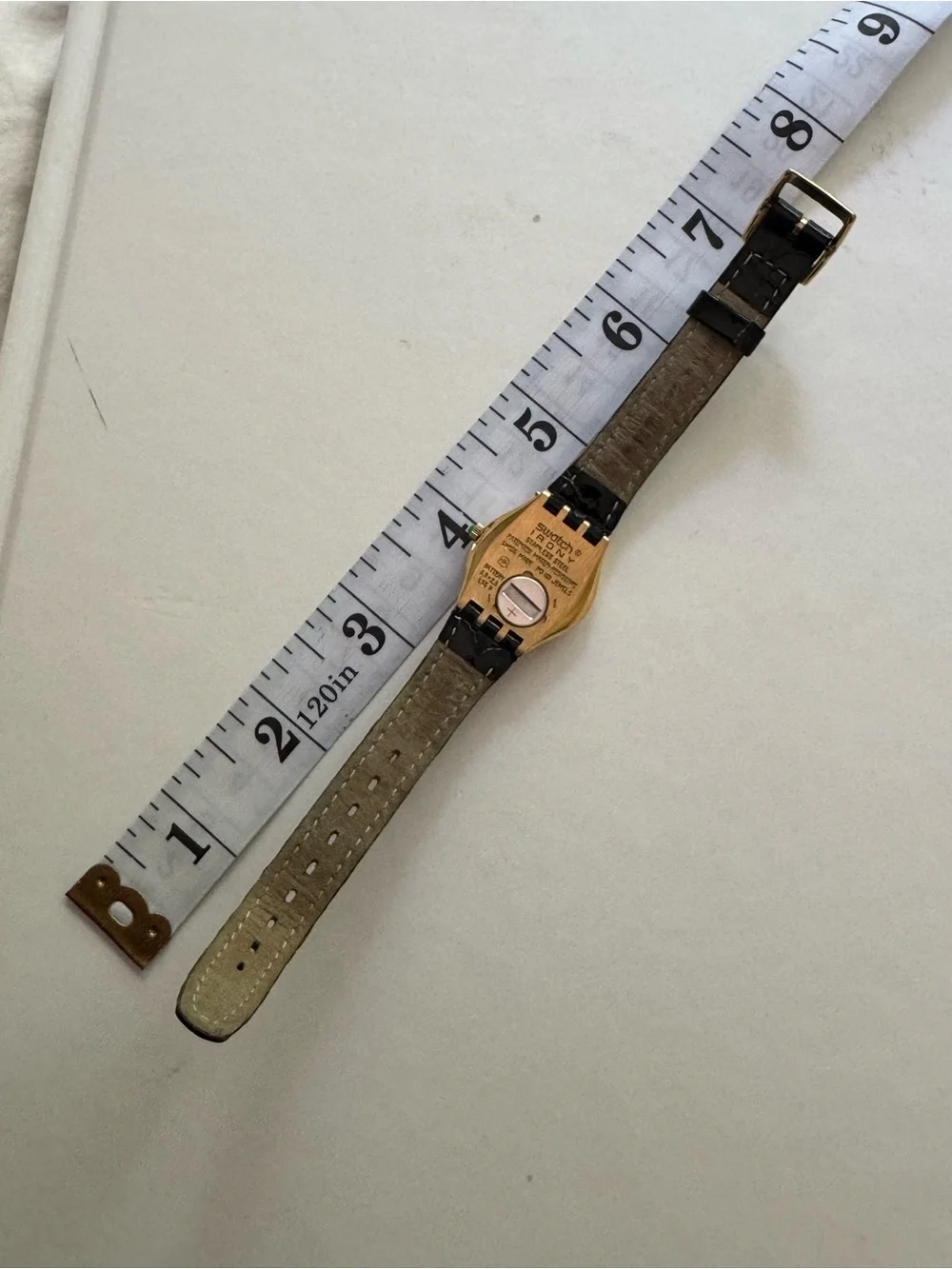 Swatch Watch White Dial with Roman Numerals and Black patent Strap
